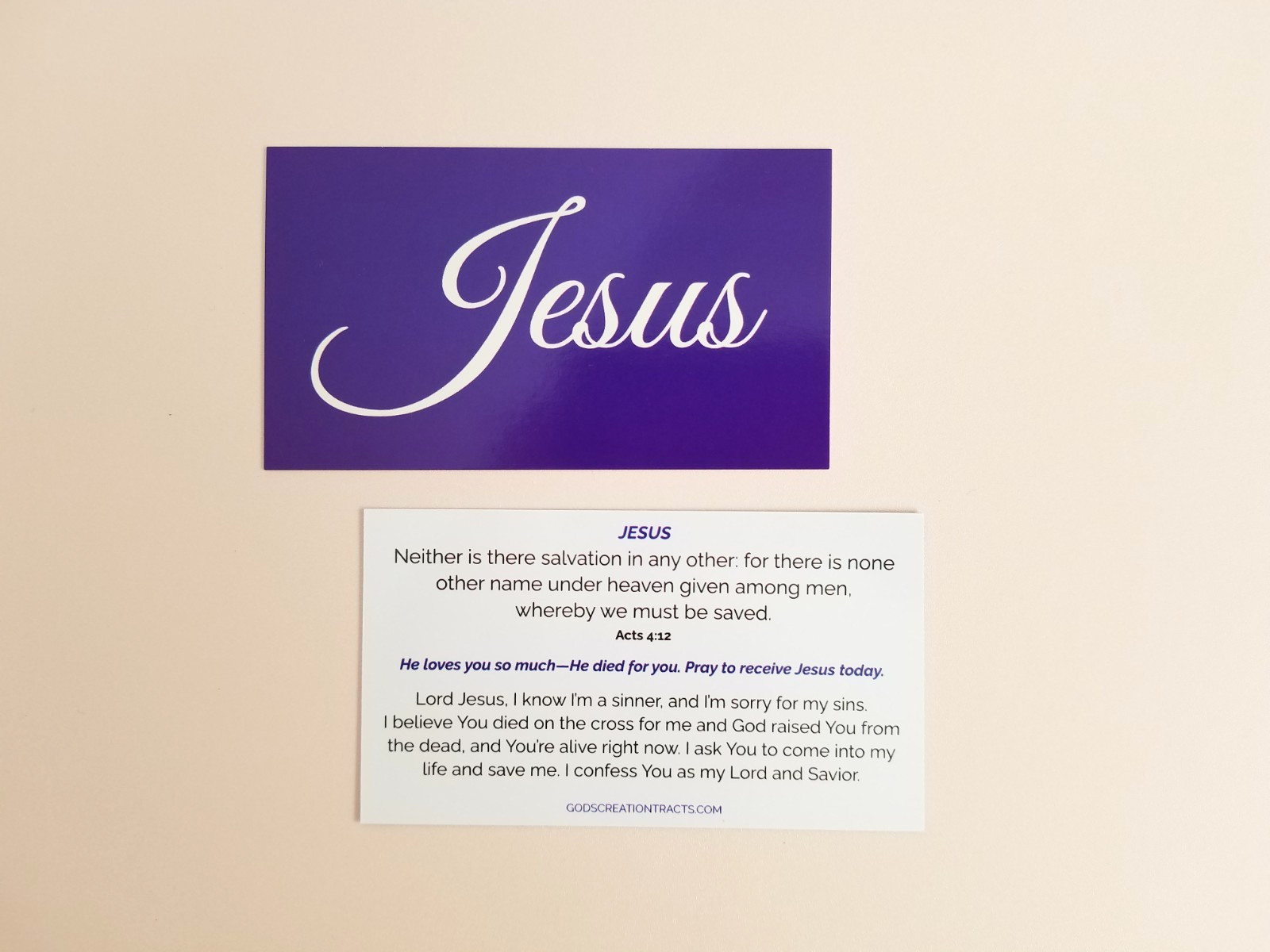 Jesus Gospel Tracts – 50 Salvation Cards (Acts 4:12, 2-Pack) – Evangelism – Free