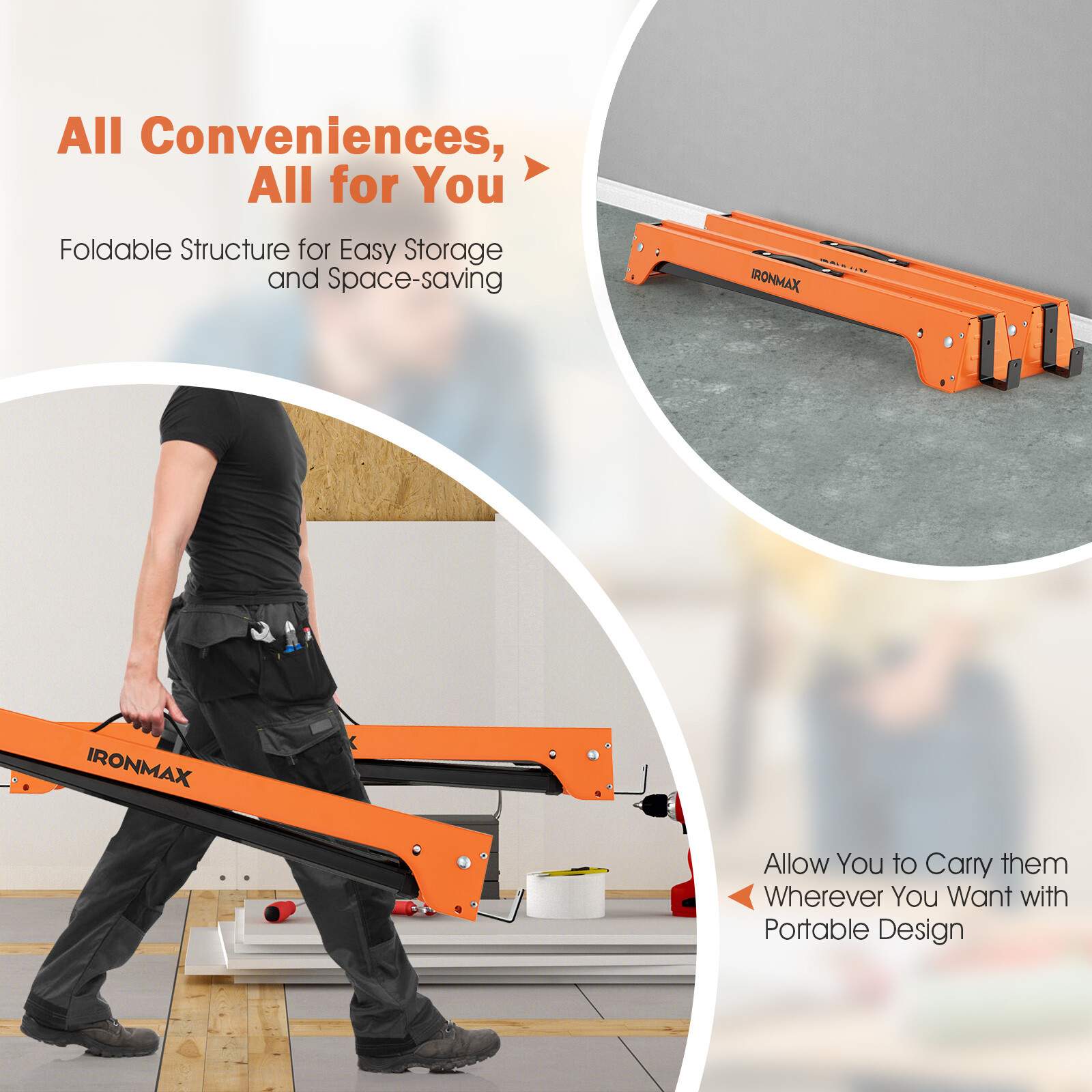 Folding Saw Horses 2 Pack Sawhorse Portable Heavy Duty 1366 LBS Weight Capacity