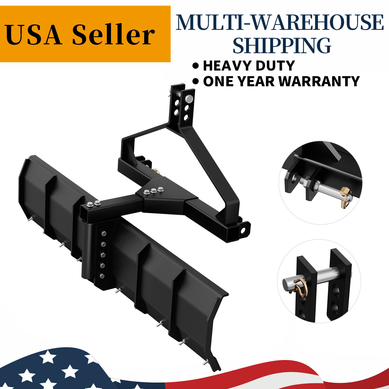 52" Width CAT-0 & Cat 1 Rear Grading Blade for Driveway Leveling Heavy Scraping