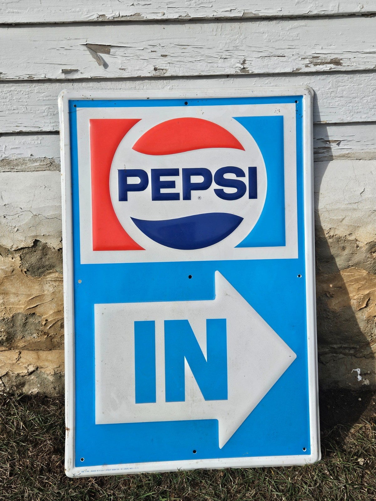 Vintage Pepsi Cola Soda Pop Tin Embossed IN Arrow Advertising Sign