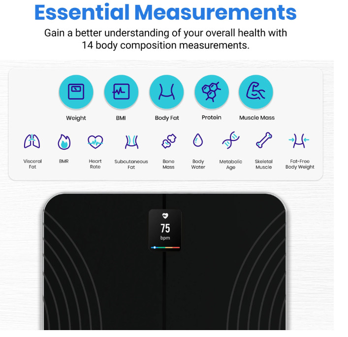 Etekcity Apex Smart Bluetooth BMI Fitness Scale, Full Biometric Analysis