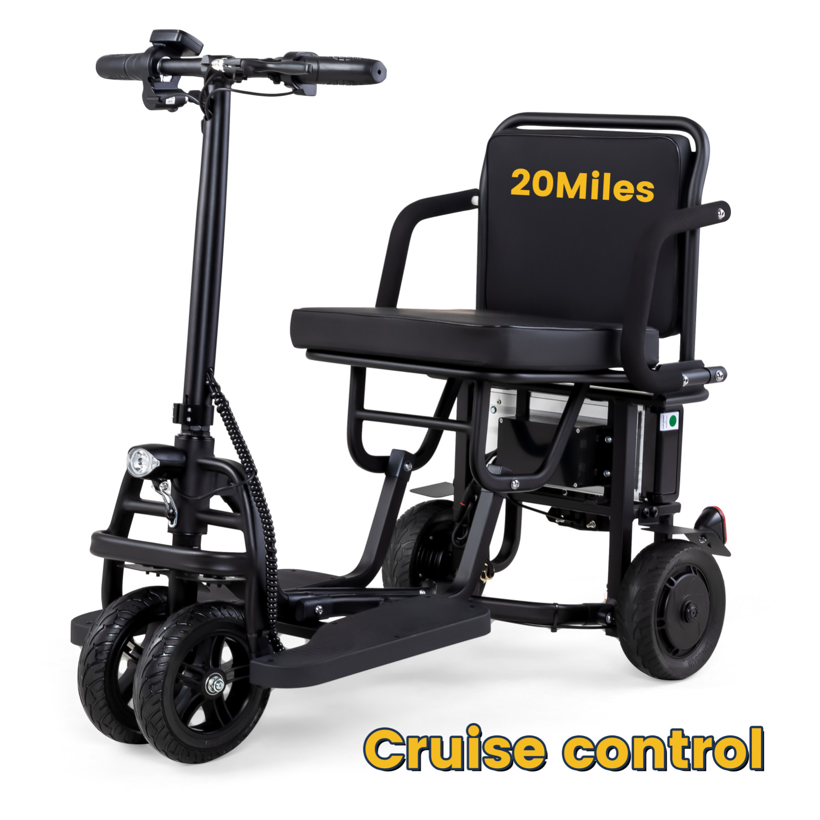 Lightweight Mobility Scooter, Cruise control, 300 W 20 Miles Range, Turn Light