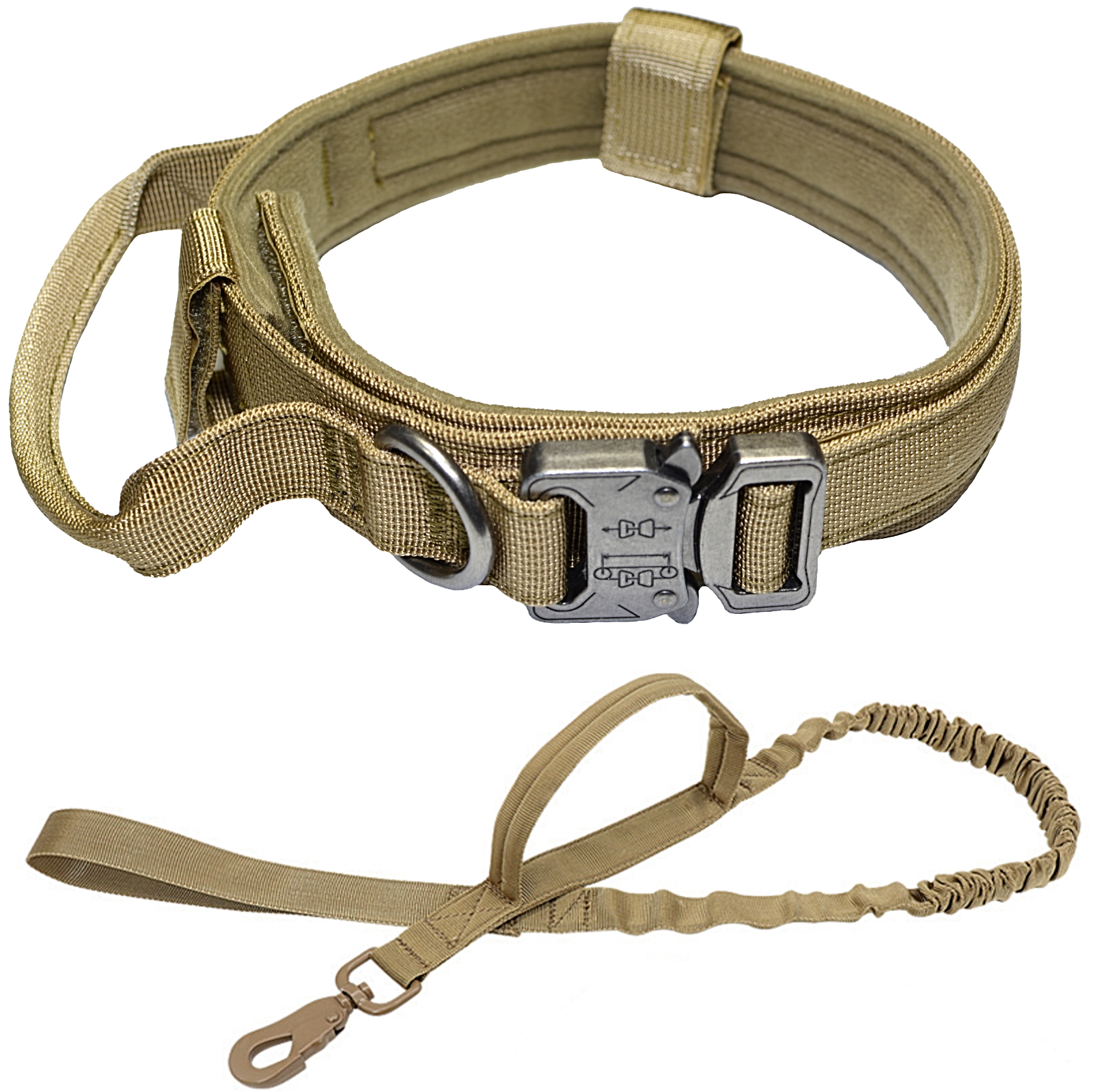 Leash + Collar Heavy Duty K9 Tactical Training Pet Dog Metal Buckle M, L, XL New