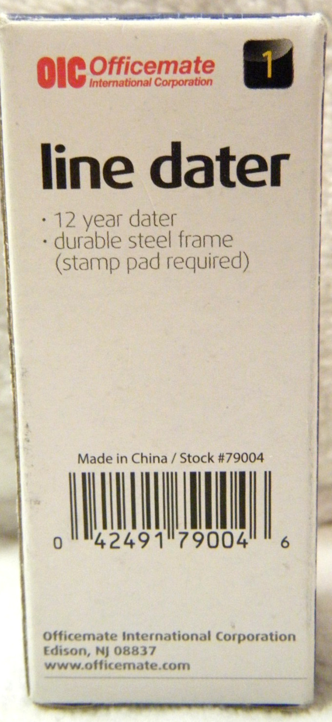 Officemate 12 Year Line Dater Stamp -THRU 2028- stock # 79004 NEW IN BOX