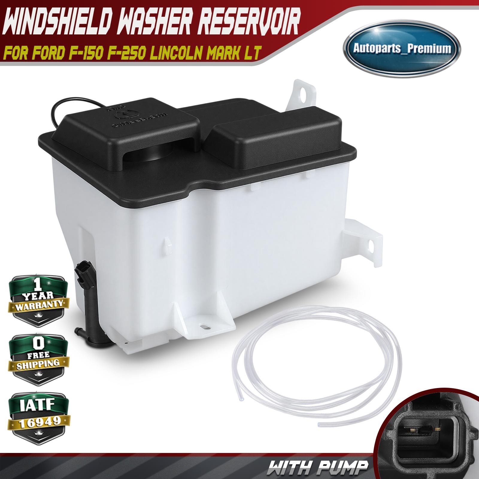 Windshield Washer Reservoir with Cap & Pump for Ford F-150 F-250 Lincoln Mark LT