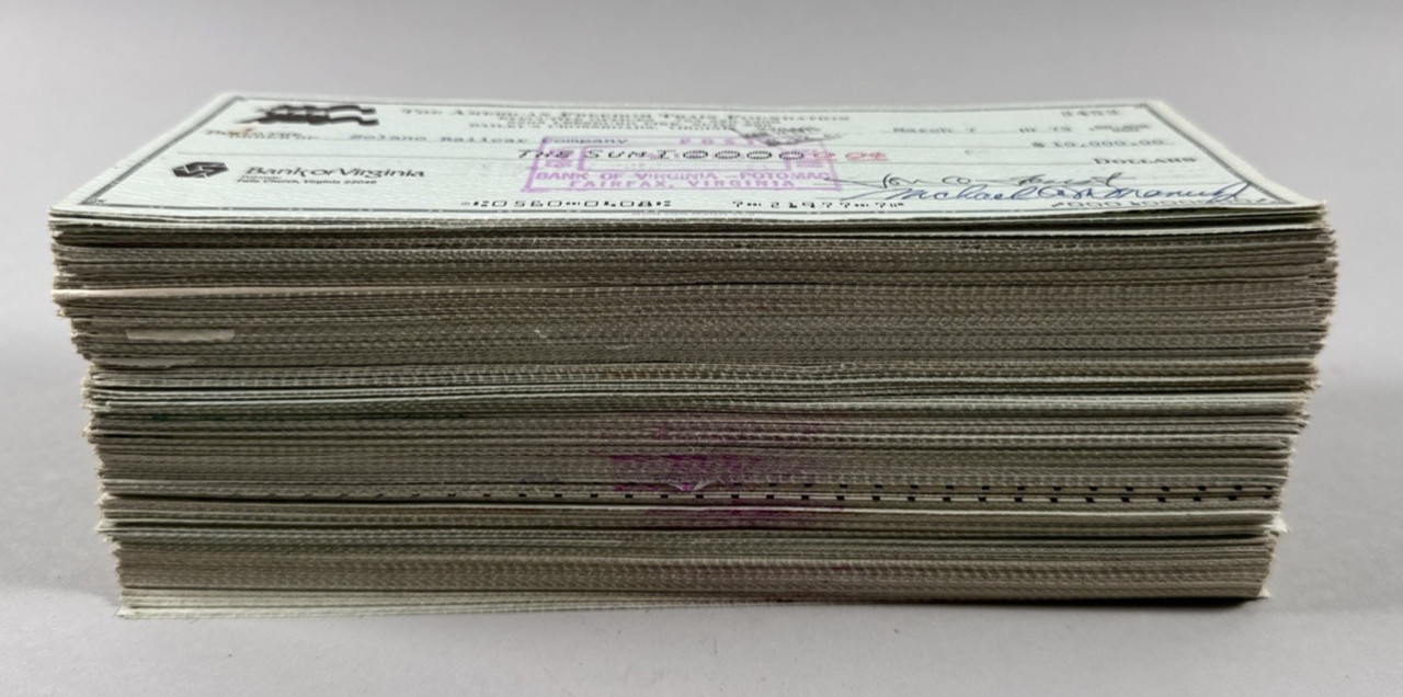 Lot of 650 Bank of Virginia American Freedom Train Foundation Checks 1975