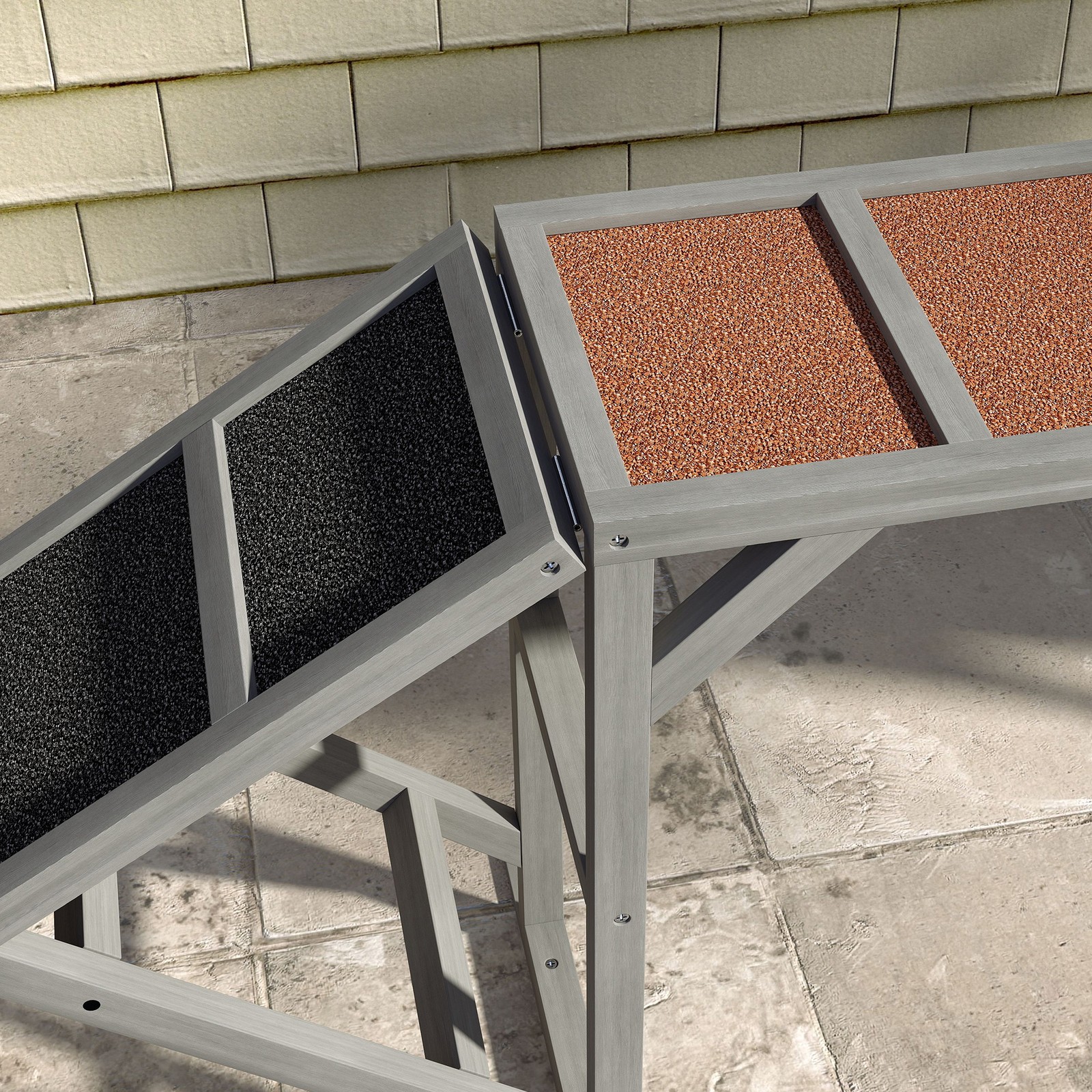 Dog Agility Equipment Ramp with Safety Bar, Non-slip Surface, Gray