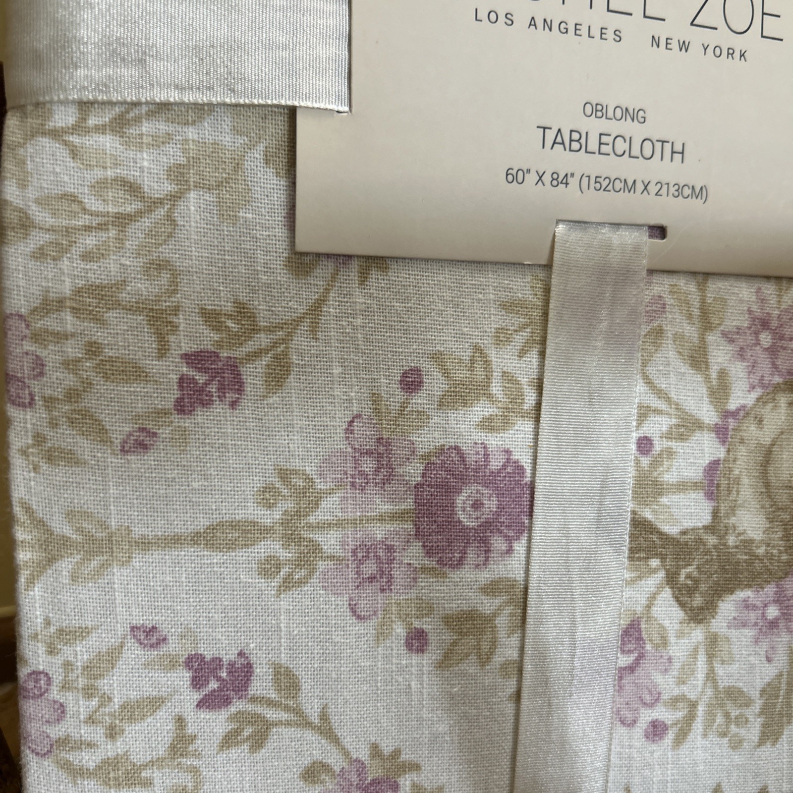 New Rachel Zoe Easter Tablecloth Oblong 60"x 84" Cotton Bunny Floral cottage