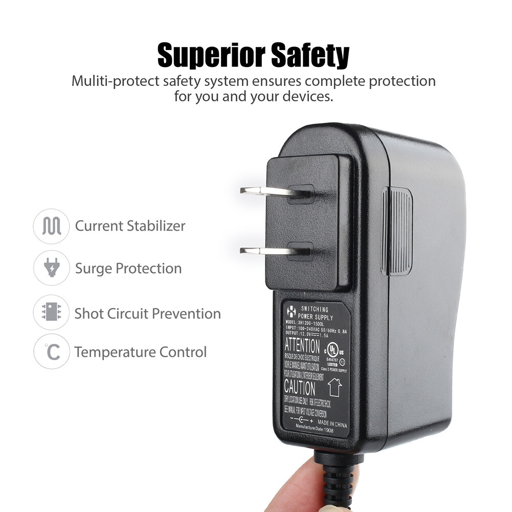 12V Yamaha Keyboard Power Cord PSR, YPG, YPT, DGX, DD, EZ and P Digital Piano