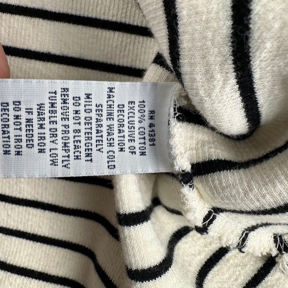 Polo Ralph Lauren Mens Medium Striped Quarter Zip Pullover Cotton Sweater Cream