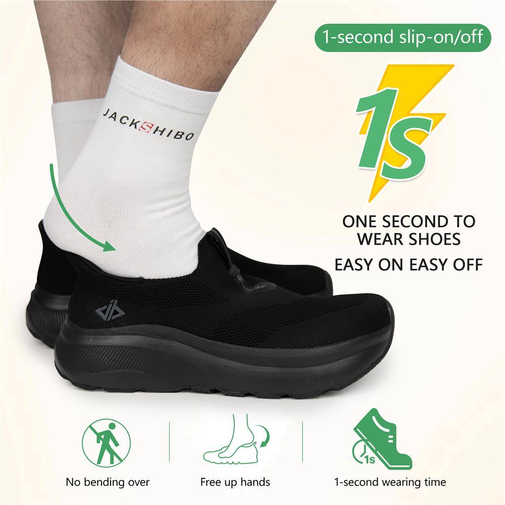 JACKSHIBO Mens Wide Toe Box Shoes Free up Hands Arch Support Orthopedic Sneakers