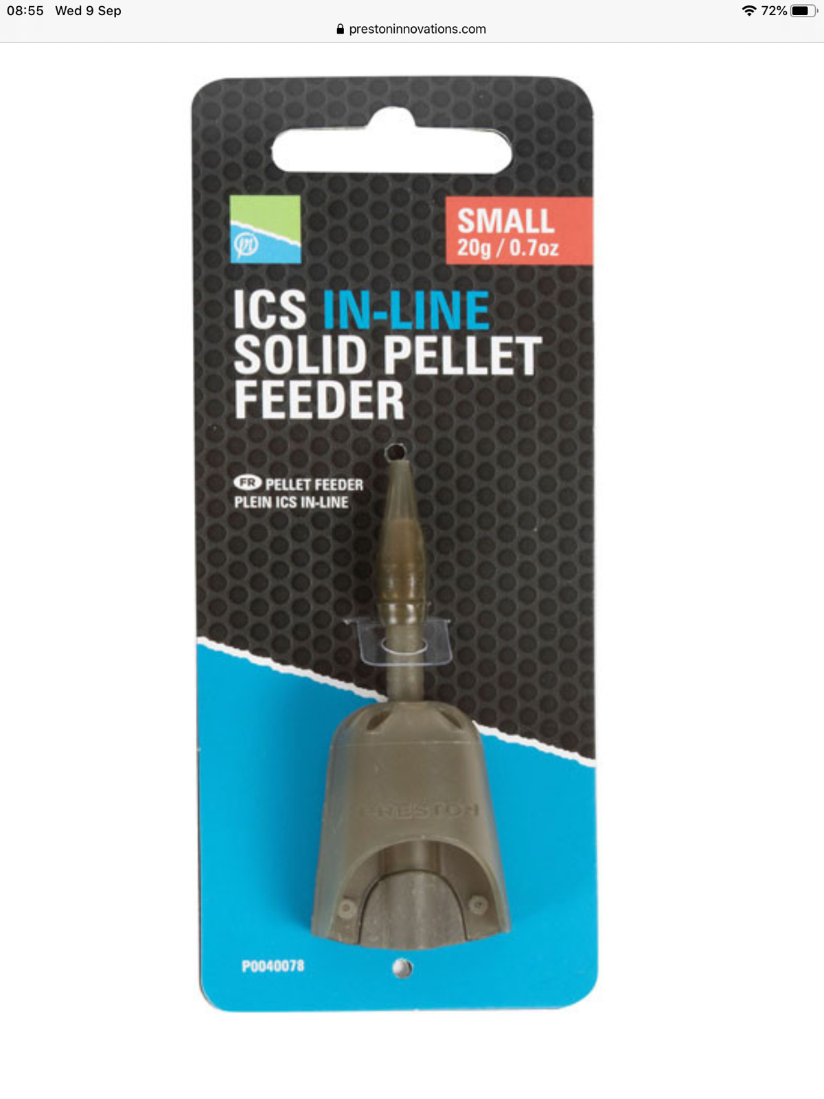PRESTON ICS IN LINE SOLID PELLET FEEDERS - ALL SIZES - FEEDER FISHING