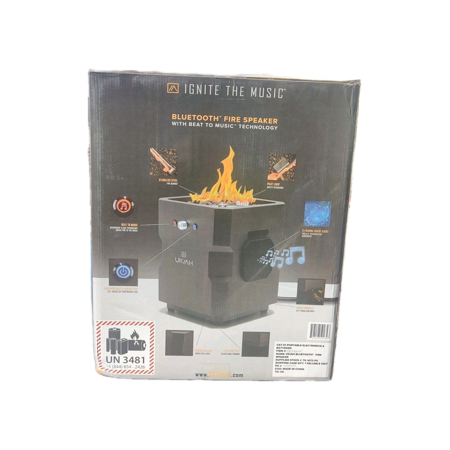 Ukiah Note Portable Audio Propane Fire Pit with Beat to Music Technology New!!!
