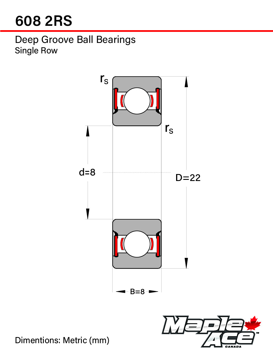 608-2RS Ball Bearing Premium Rubber Sealed 8x22x7mm (4Pcs)