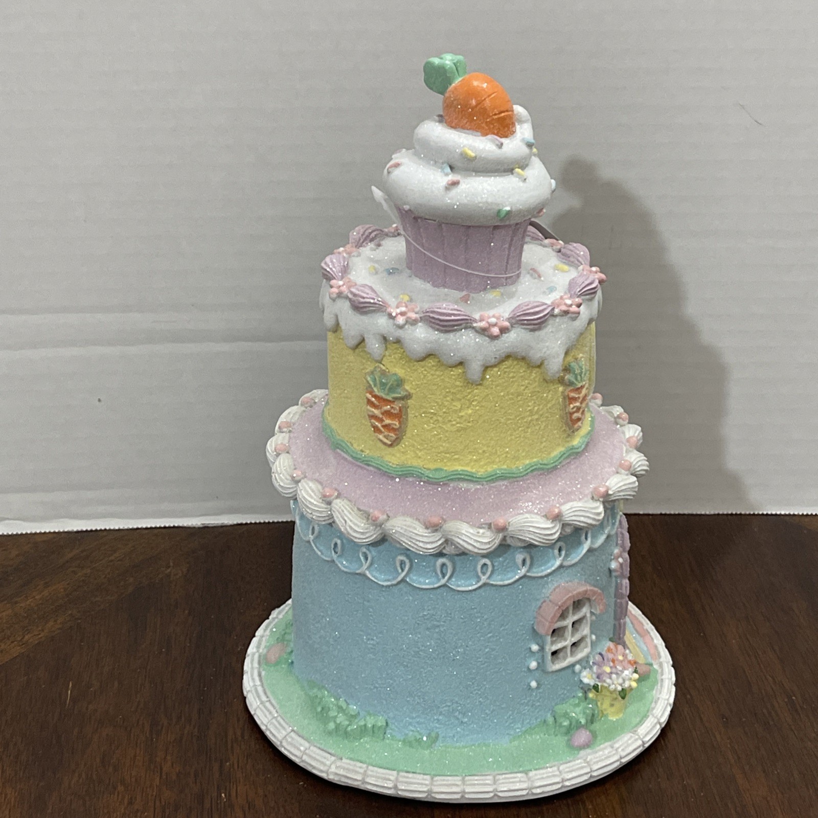 Easter Cake Cupcake Gingerbread House Bunny Carrot LIGHT UP Tabletop Decor 10.5"