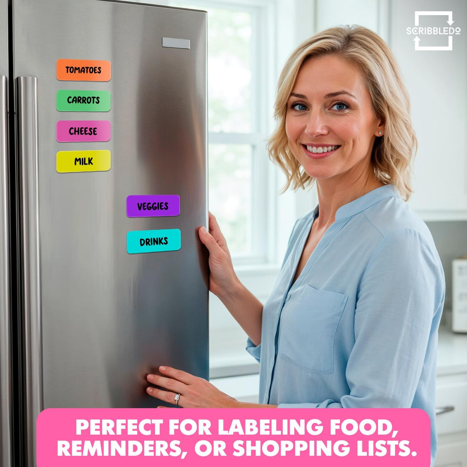 30 Pack Dry Erase Magnetic Labels 3.1” X 1.2” Reusable Writable Colorful Erasabl