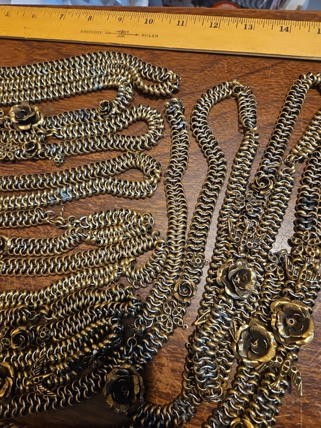 Huge Repurposing Lot Chains Pieces Vintage 60s Brass Stampings Findings Jewelry