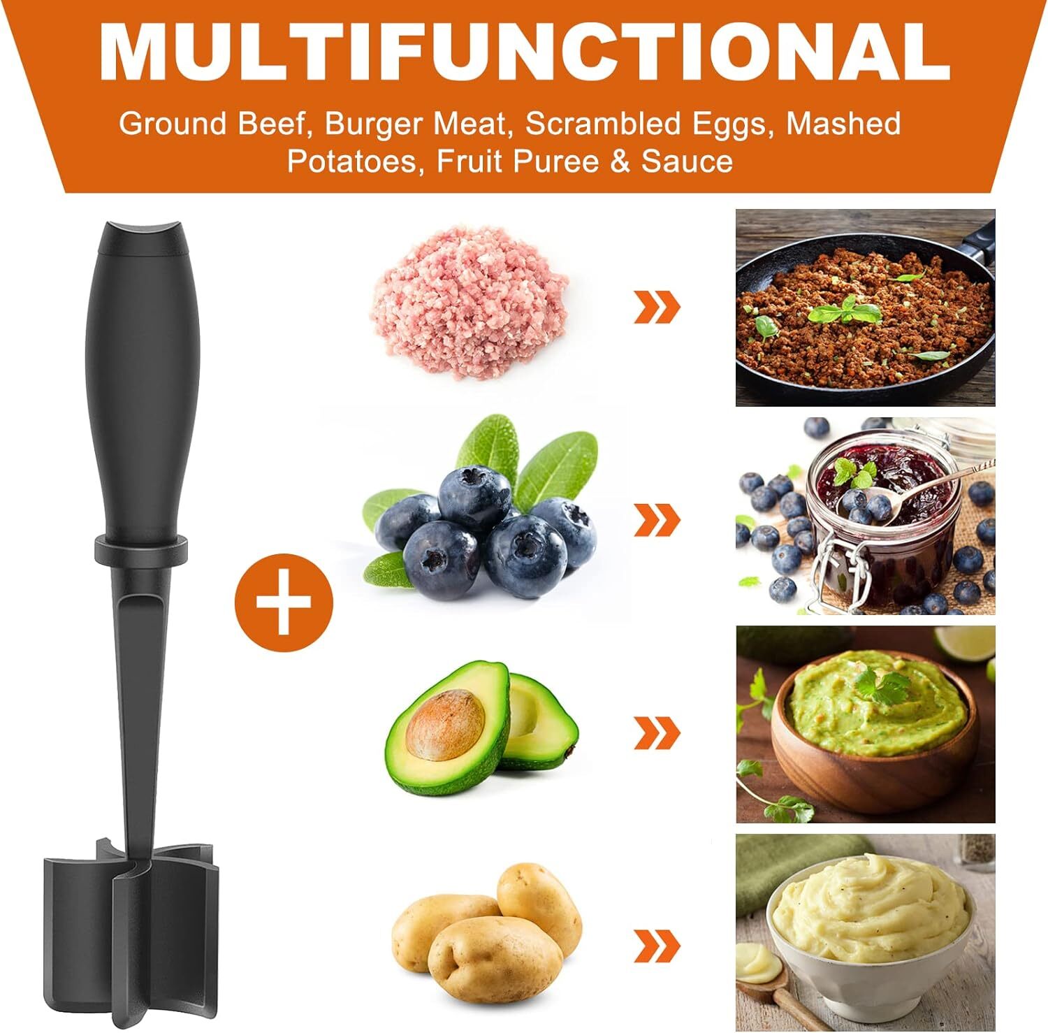 Meat Hamburger Chopper Heat Resistant Utensil Ground Beef Potato Masher Spatula