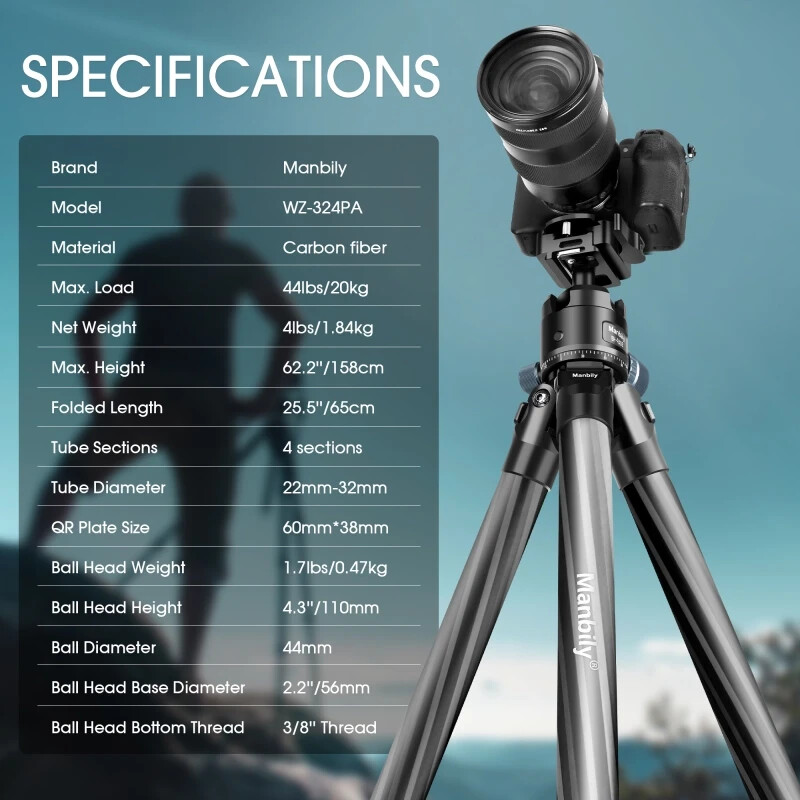 NEW Manbily Tripod for Shooting & Camera Picatinny Arca Swiss Adapter 360°