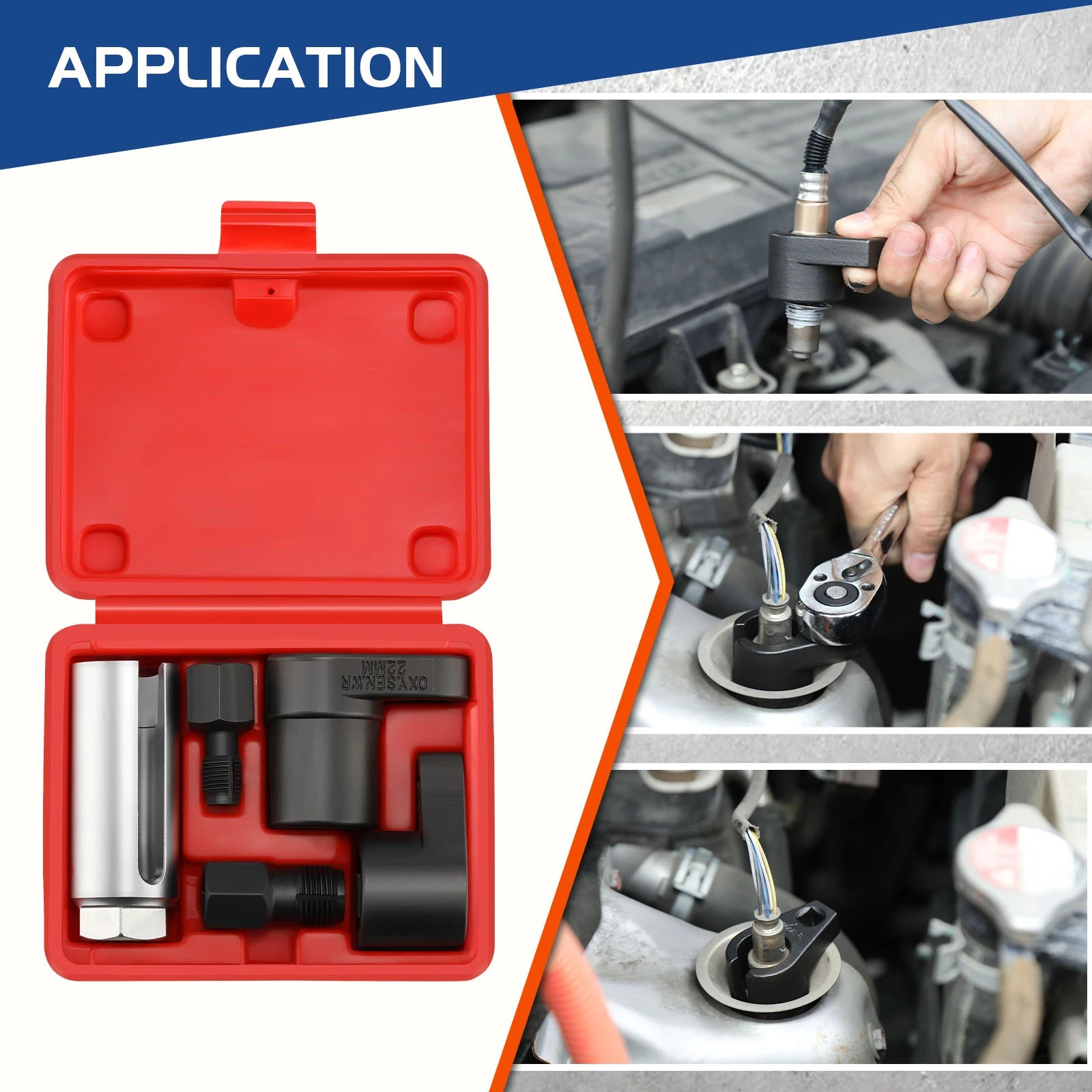 O2 Oxygen Sensor Socket Thread Chaser Set 5PCS O2 Sensor Wrench Removal Tool Kit