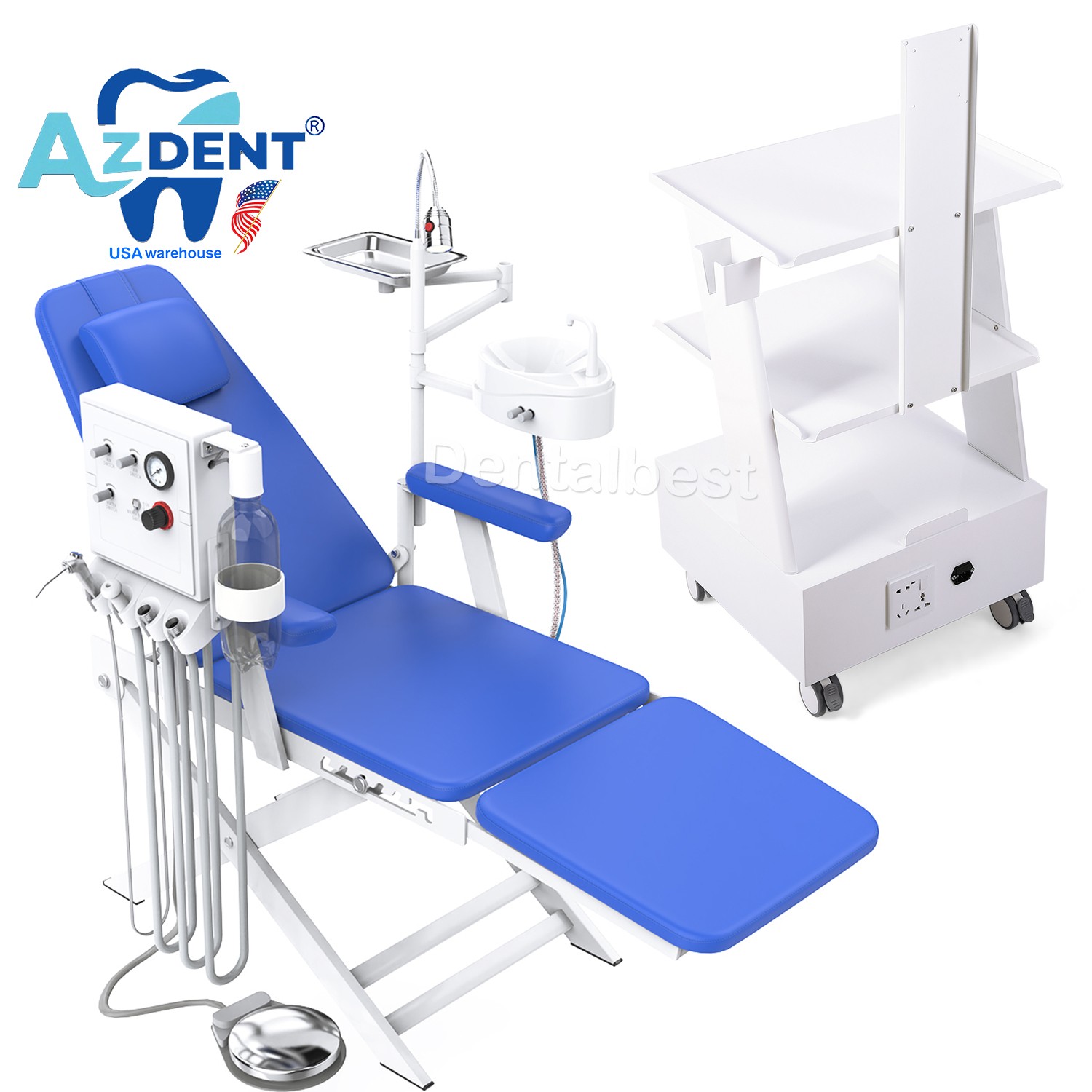 Dental Portable Mobile Folding Chair Turbine Unit 4 Hole /Trolley Rolling Cart