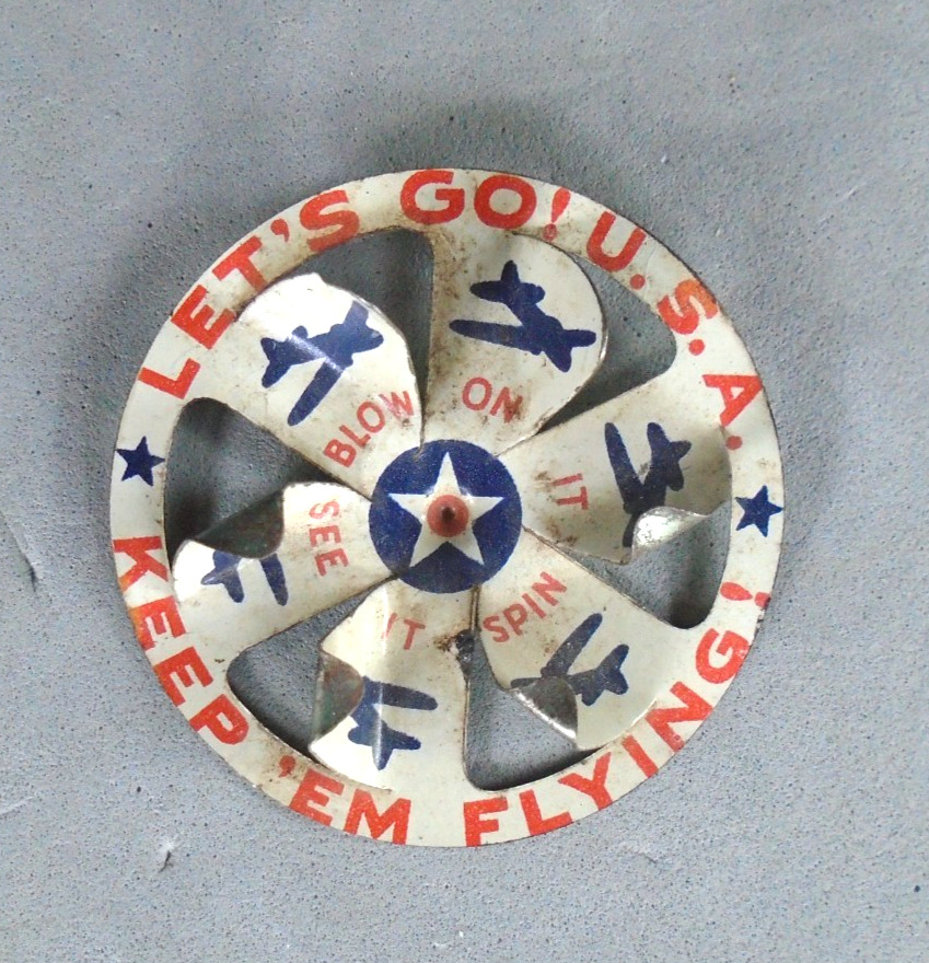 LET'S GO USA,  Keep 'em Flying spinner toy,   WWII home front