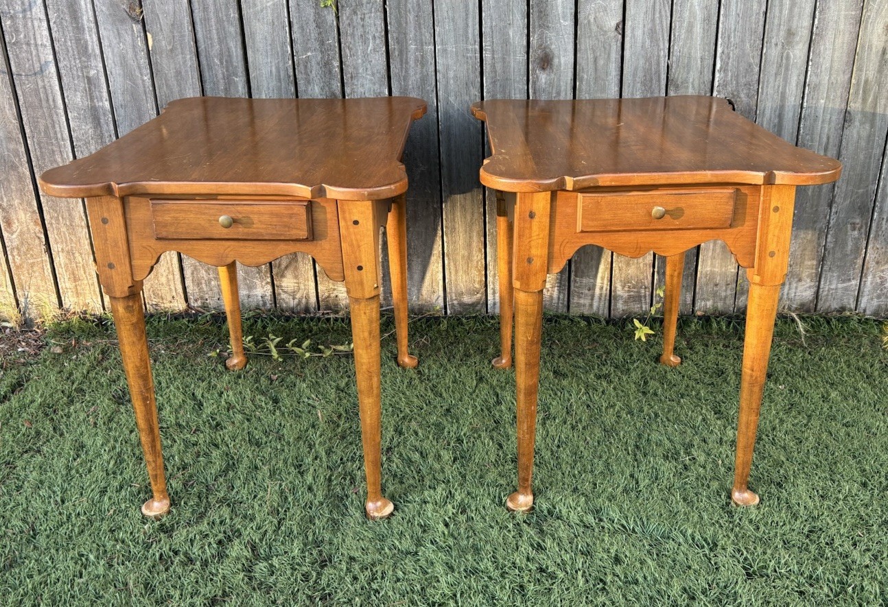 ETHAN ALLEN Maple Colonial Early American Country French Heirloom Nightstands