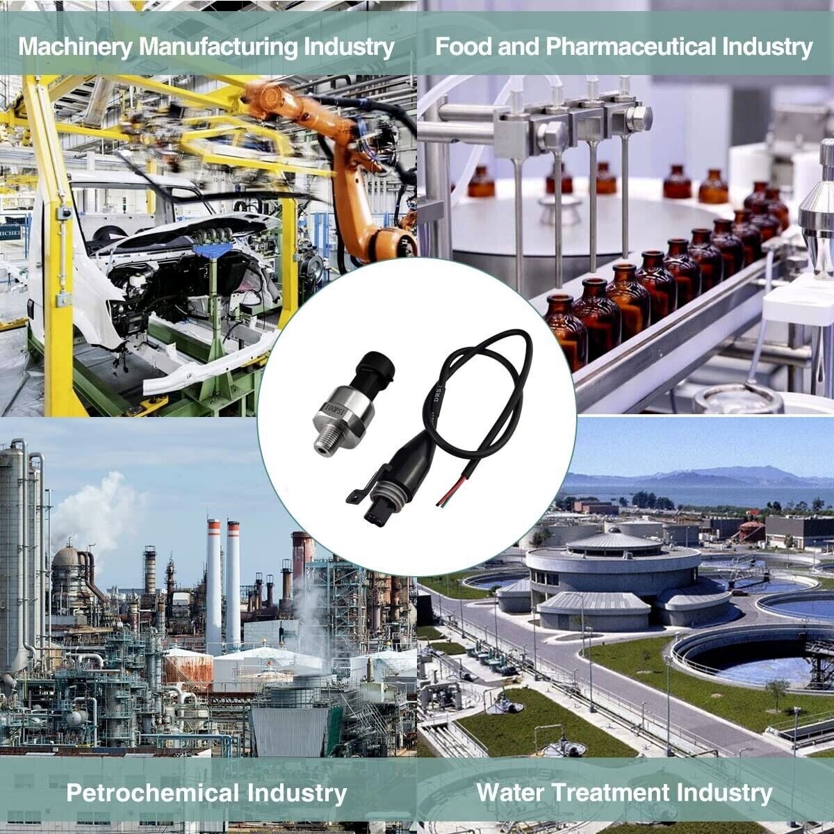 Stainless 100PSI Fuel Oil AIR Pressure Sensor Sender Connector pigtail 1/8" NPT