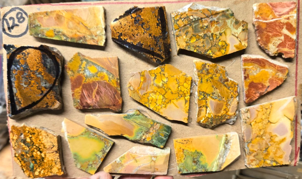 Assorted RARE Magnesite, Cabochon Slabs Preform Slices, 15 Pcs, Flat 128