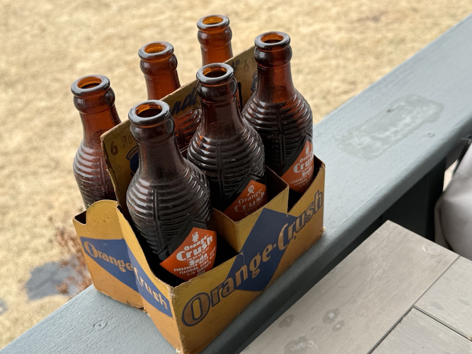 Rare 1940’s Orange Crush Cardboard 6 Pack Handi-Pack W/ Bottles Clinton Iowa