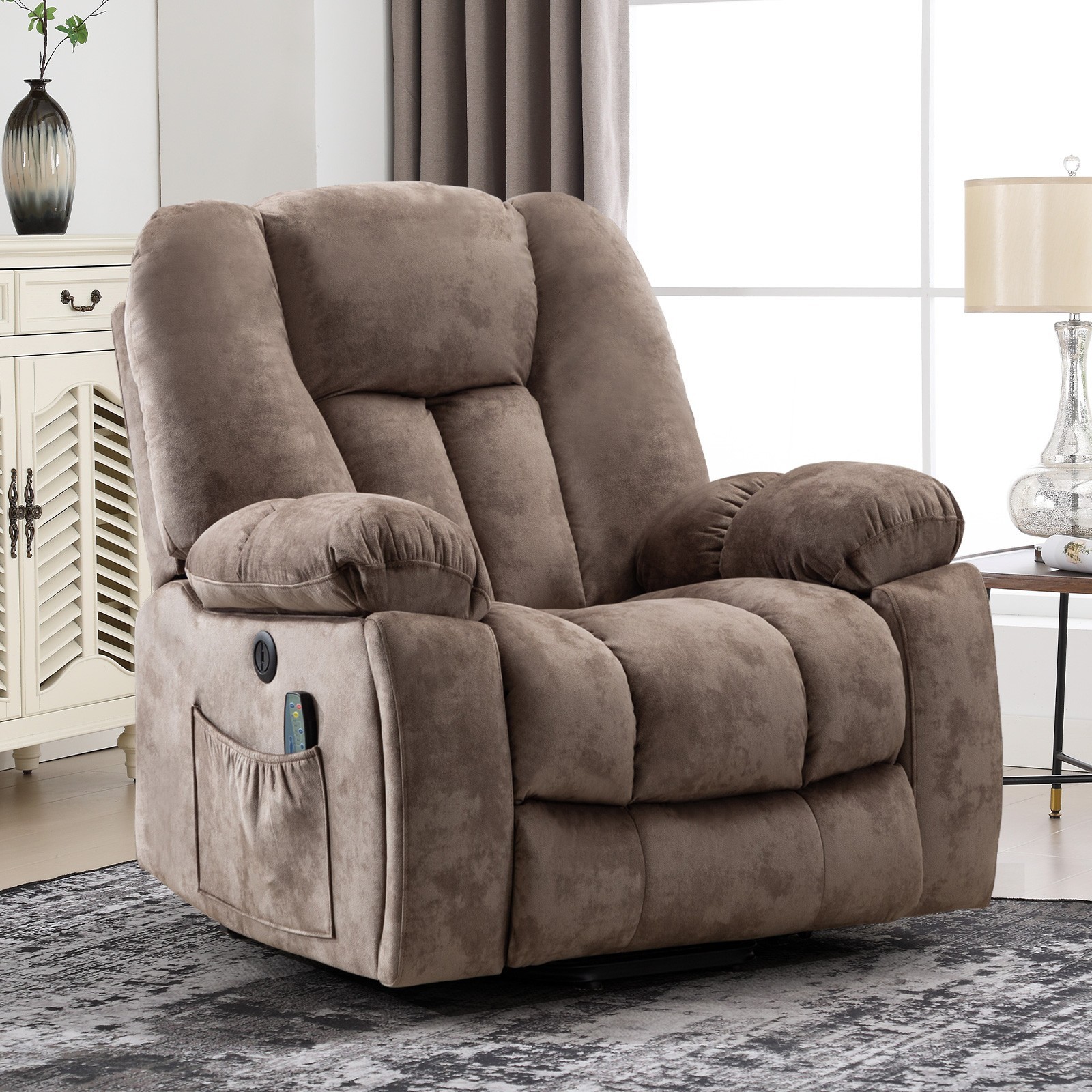 EBELLO Power Lift Recliner Chair w/ Massage & Heat for Elderly Overstuffed Wide