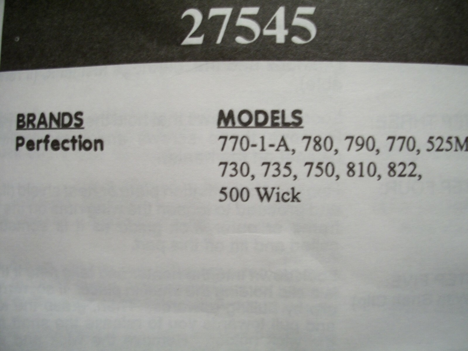 PERFECTION 500 KEROSENE HEATER WICK *COTTON/FIBERGLASS* WICK, WICK BRUSH & GUIDE