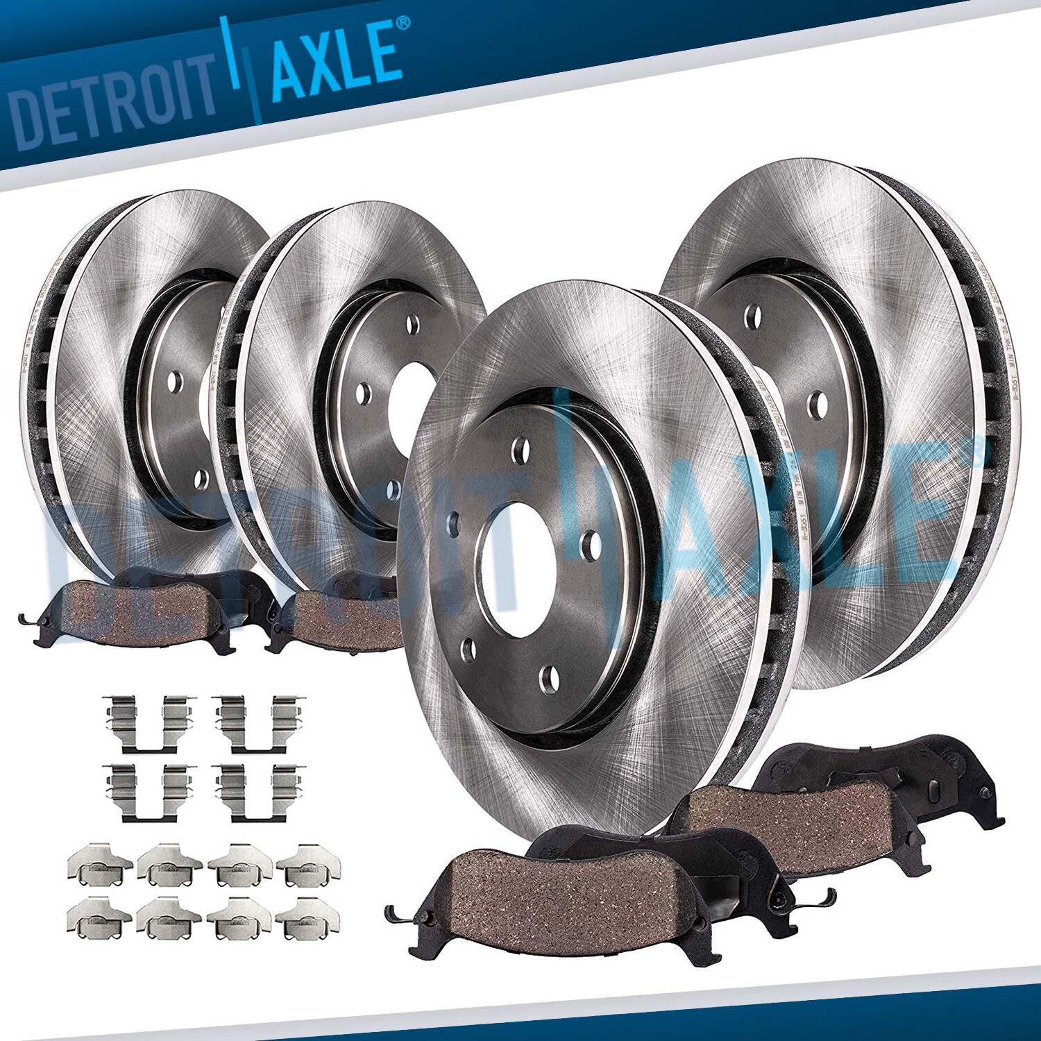 Front & Rear Disc Rotors + Brake Pads for Dodge Durango Ram 1500 Chrysler Aspen