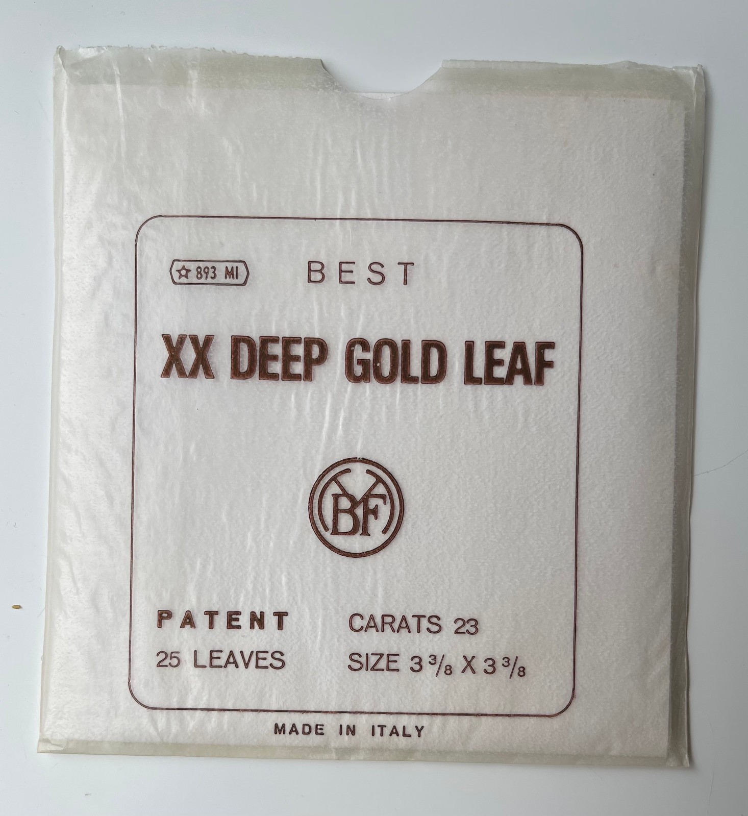 GOLD LEAF - Genuine 23K Gold Leaf 25 Sheets of BEST XX DEEP GOLD 3-3/8 x 3-3/8