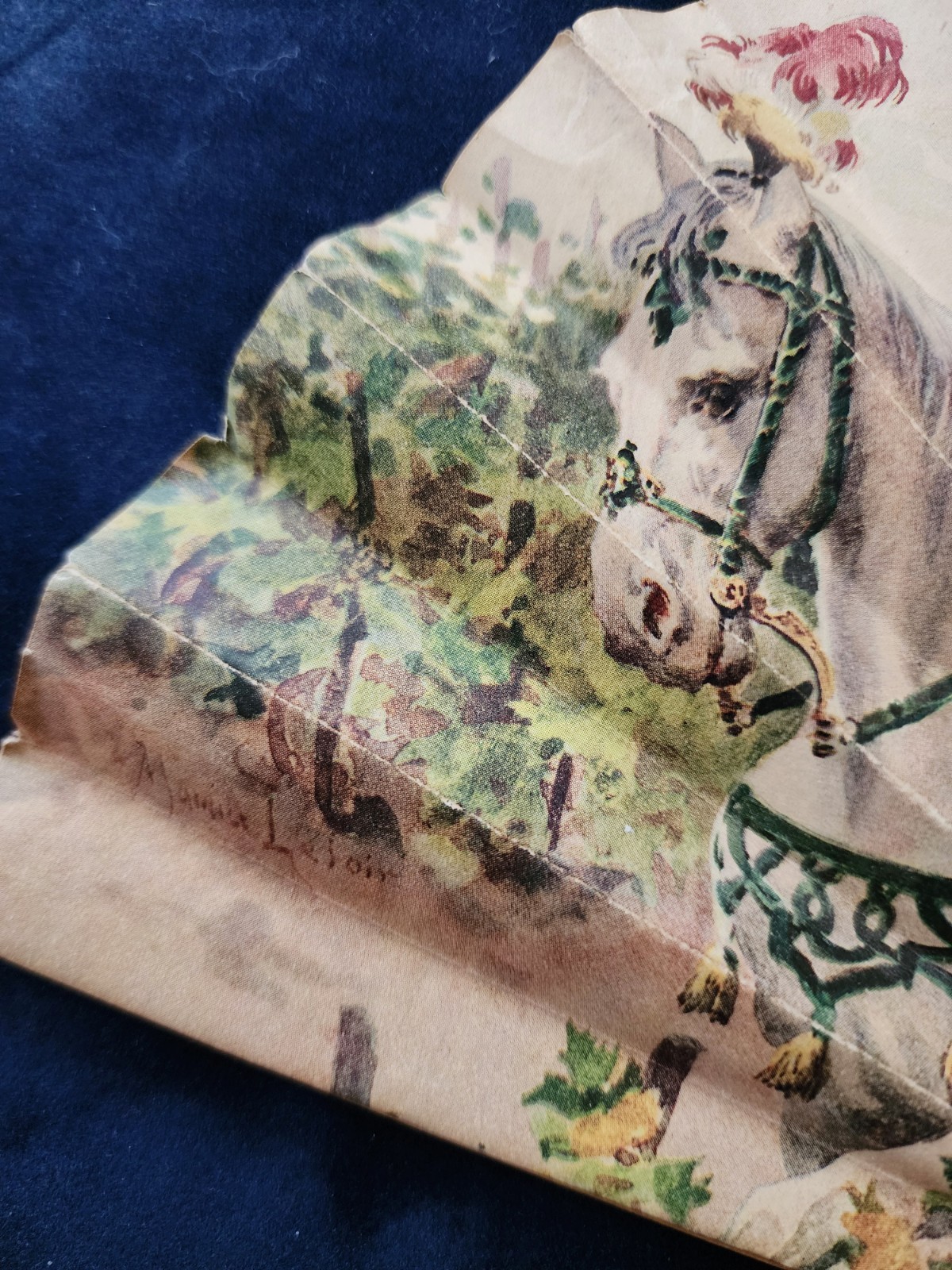 Antique The Happy Chevalier Maurice Leloir advertising hand fan