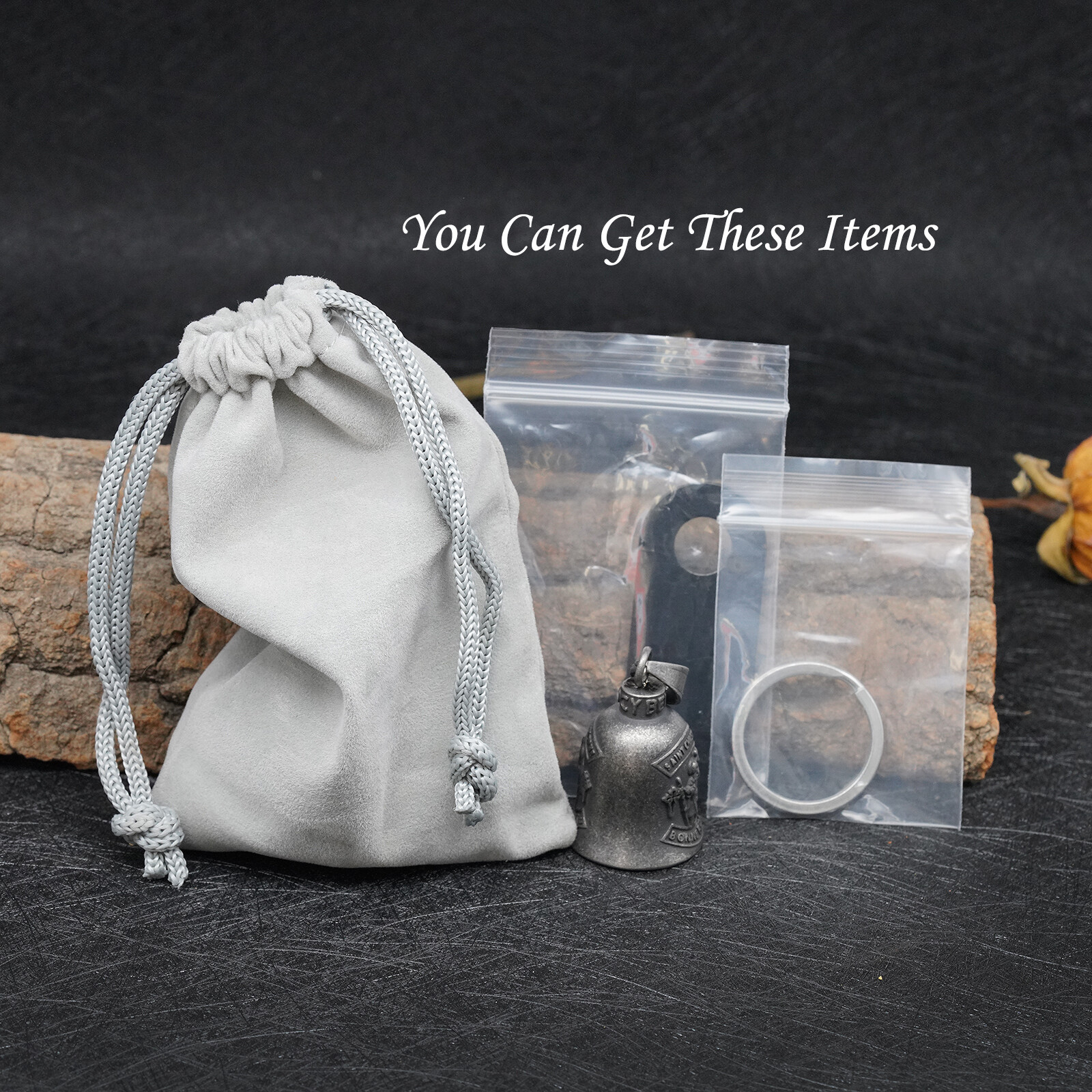 Luck Gremlin Cross Wings Angel Guardian Bell Motorcycle Biker & FREE Bell Hanger