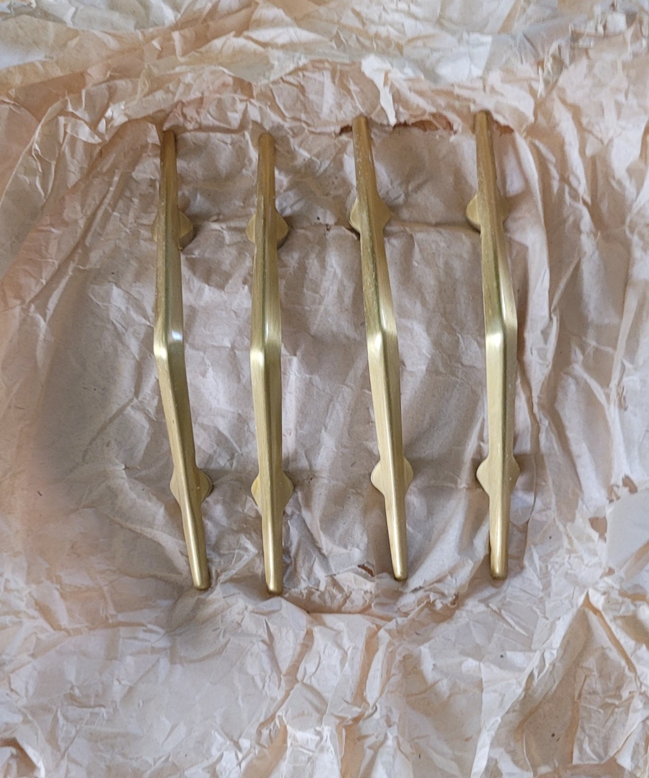 Vintage Mid Century Modern Arched Satin Gold Drawer Pulls...New Old Stock!