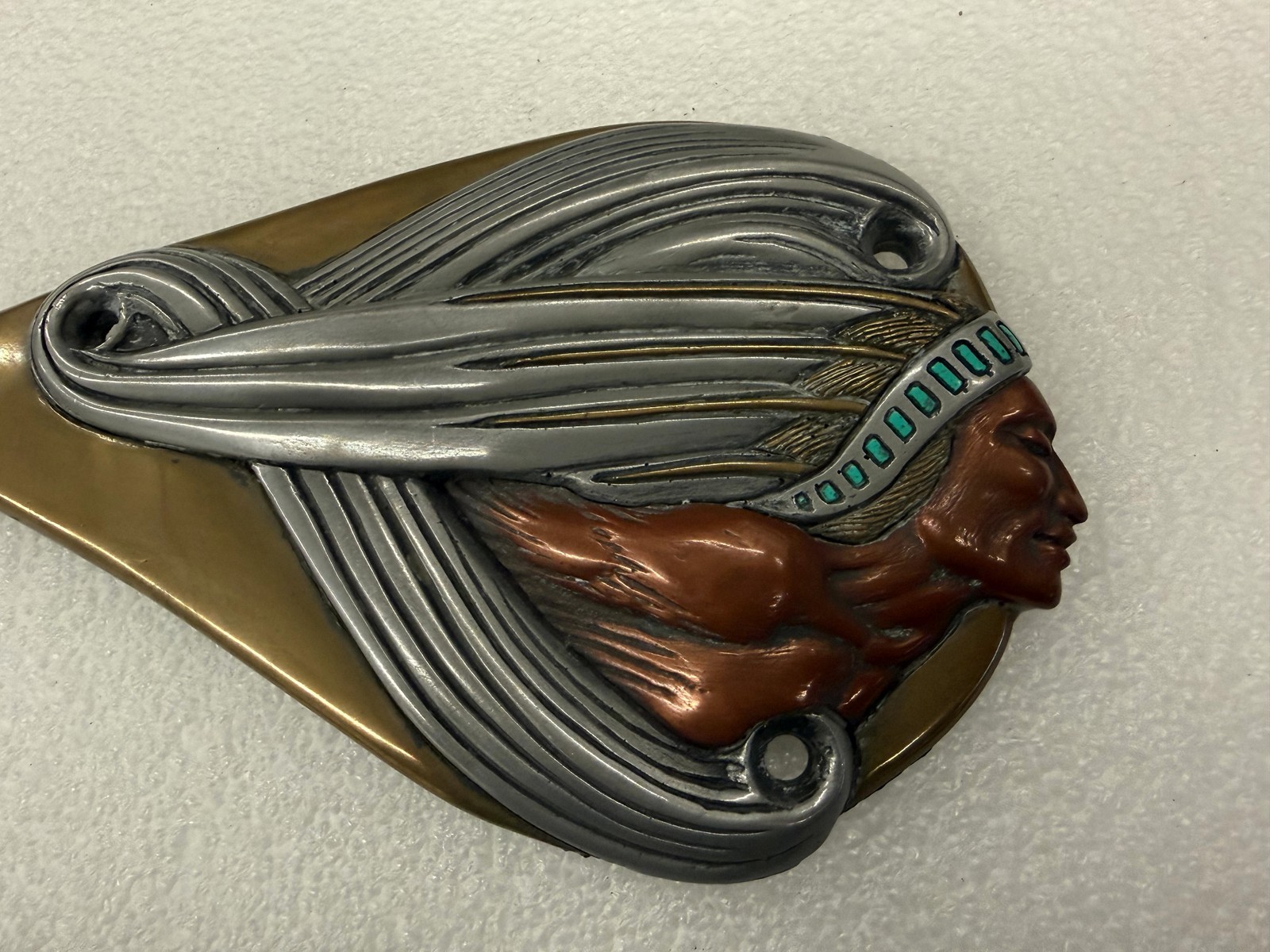 Zambini Bros John Danna “Indian Red Hawk–Style” Bas-Relief Casting Gas Tank Art