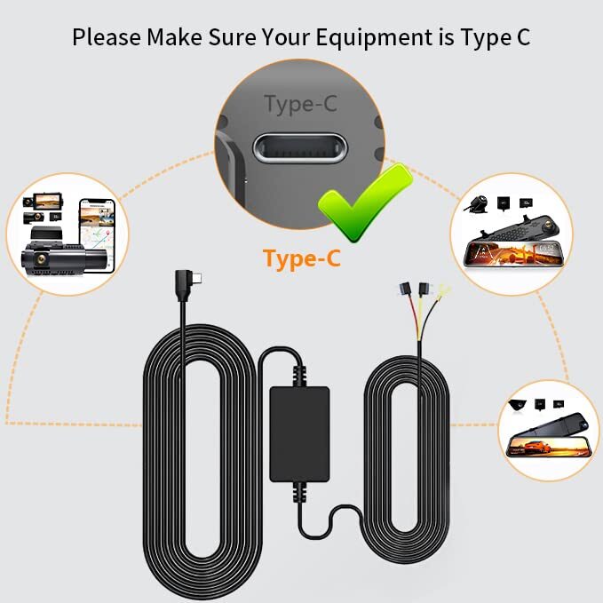 WOLFBOX USB C Hardwire Kit with Multiple Size Connectors for G840S/G850/G900/I07