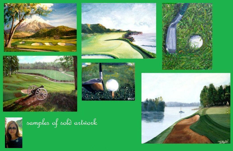 Florida Golf Oil Painting 24 x 24 in. Canvas Great Gift for Golfers