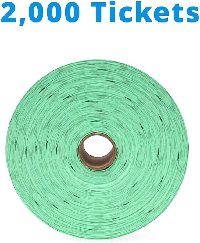 2000 GREEN Tickets One Roll Admit One Tickets Each Numbered NEW