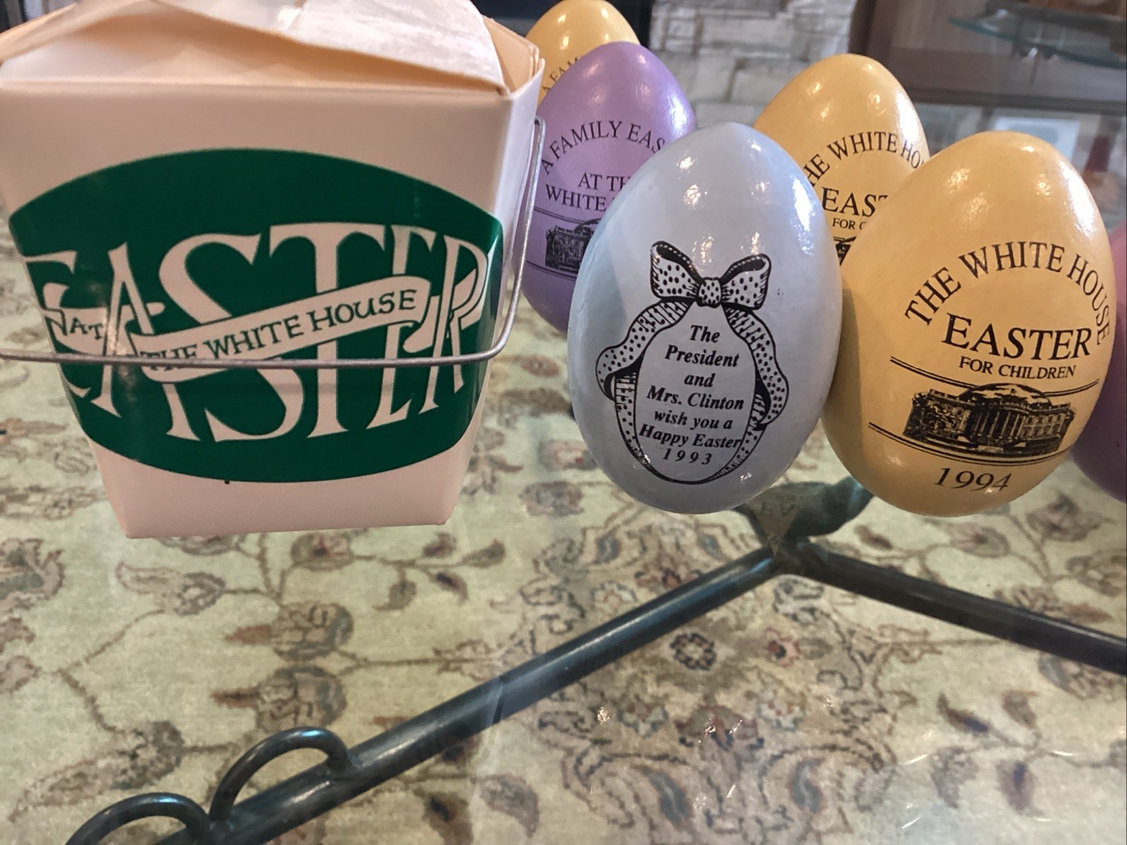 11 Clinton White House Easter Eggs 1993-2000 Incl. (3) 1993 & Box (See Listing)