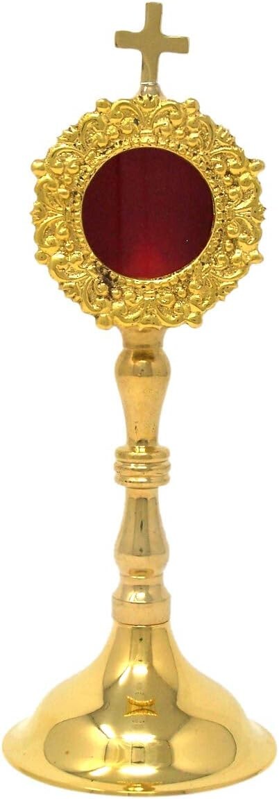 High Polished Brass Personal Reliquary for Catholic Church or Home Use 8 Inch