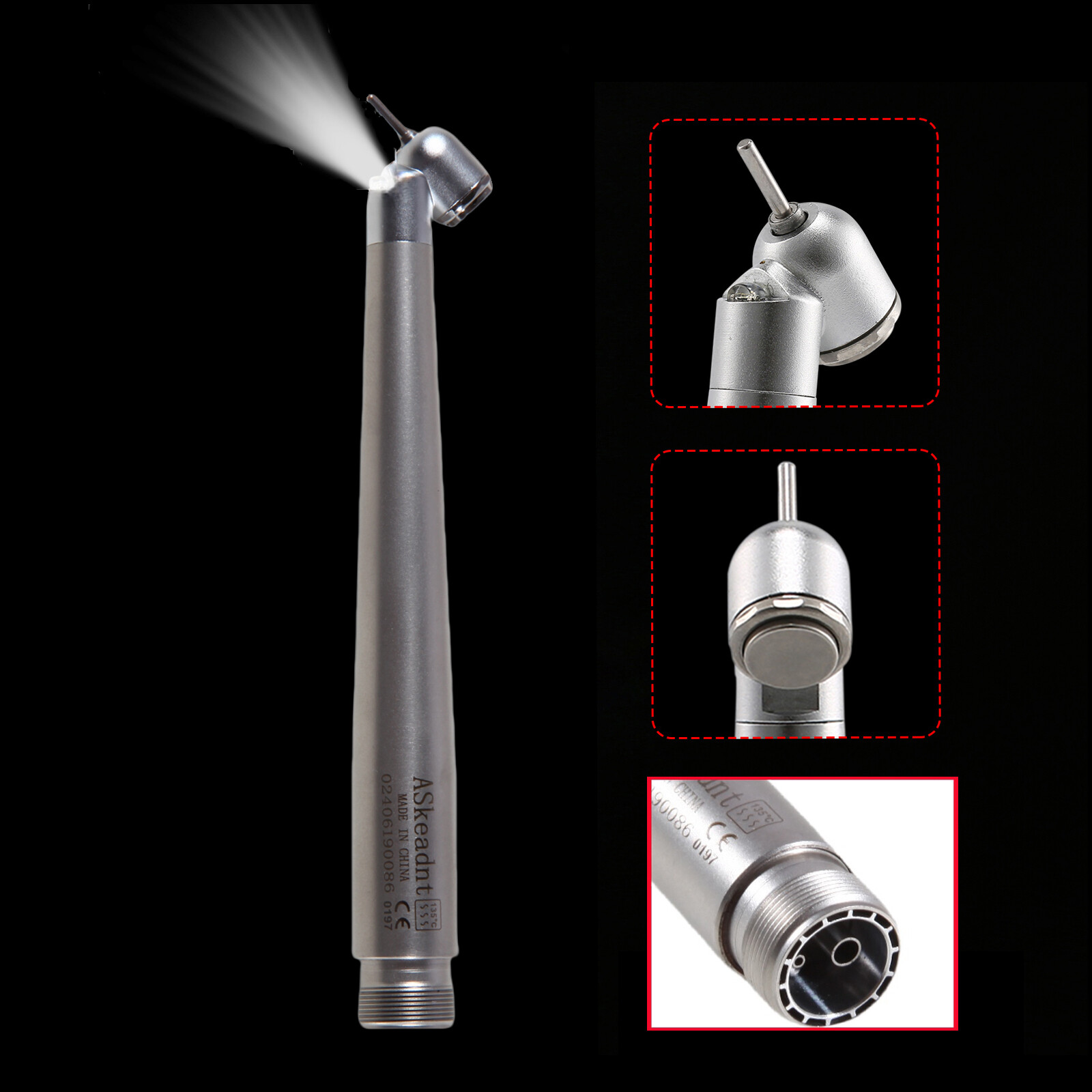 NSK Style Dental LED 45° Degree Surgical High Speed Handpiece Push Button 2 Hole