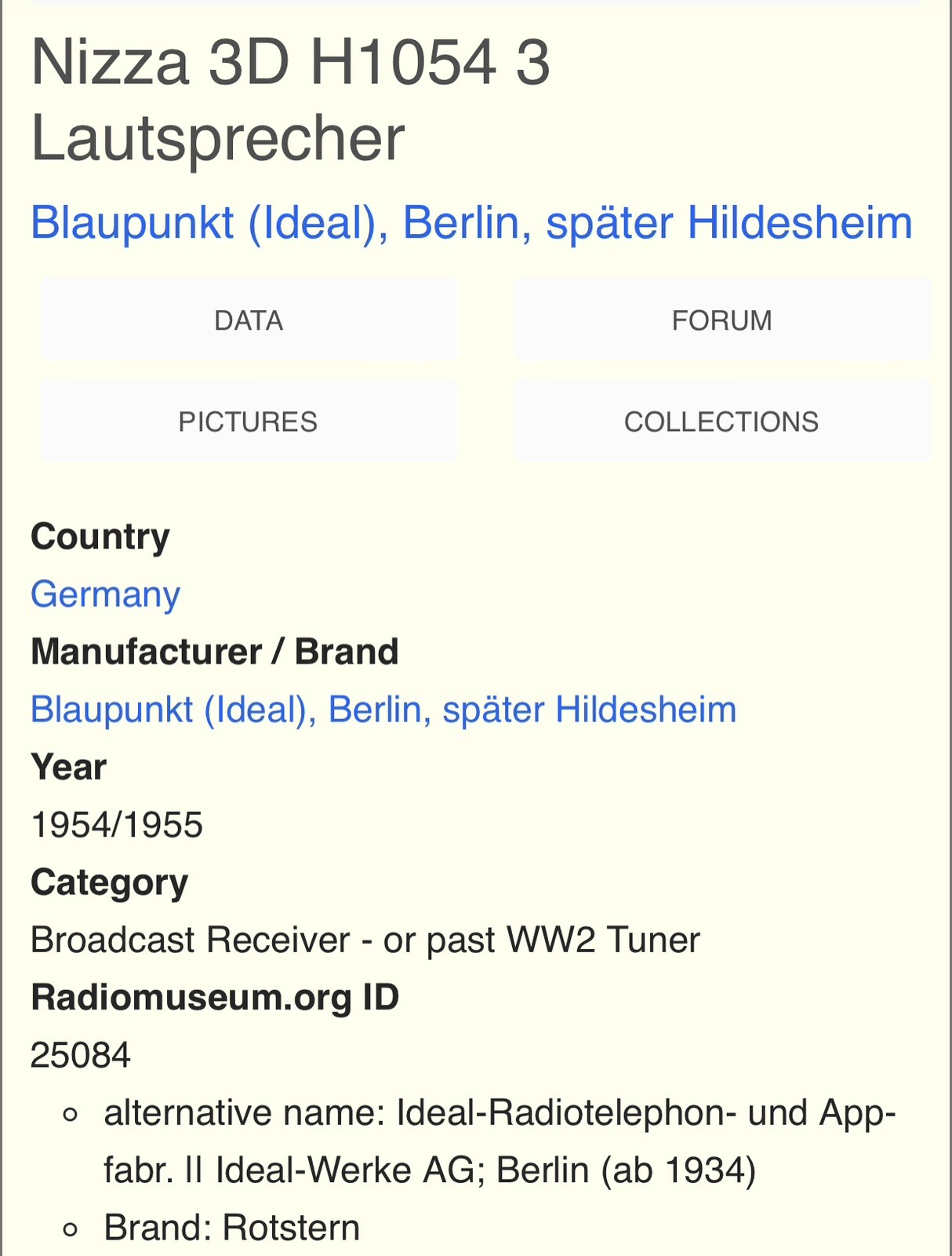 Nizza 3D H1054 3 Lautsprecher Radio Works!! 1954-55