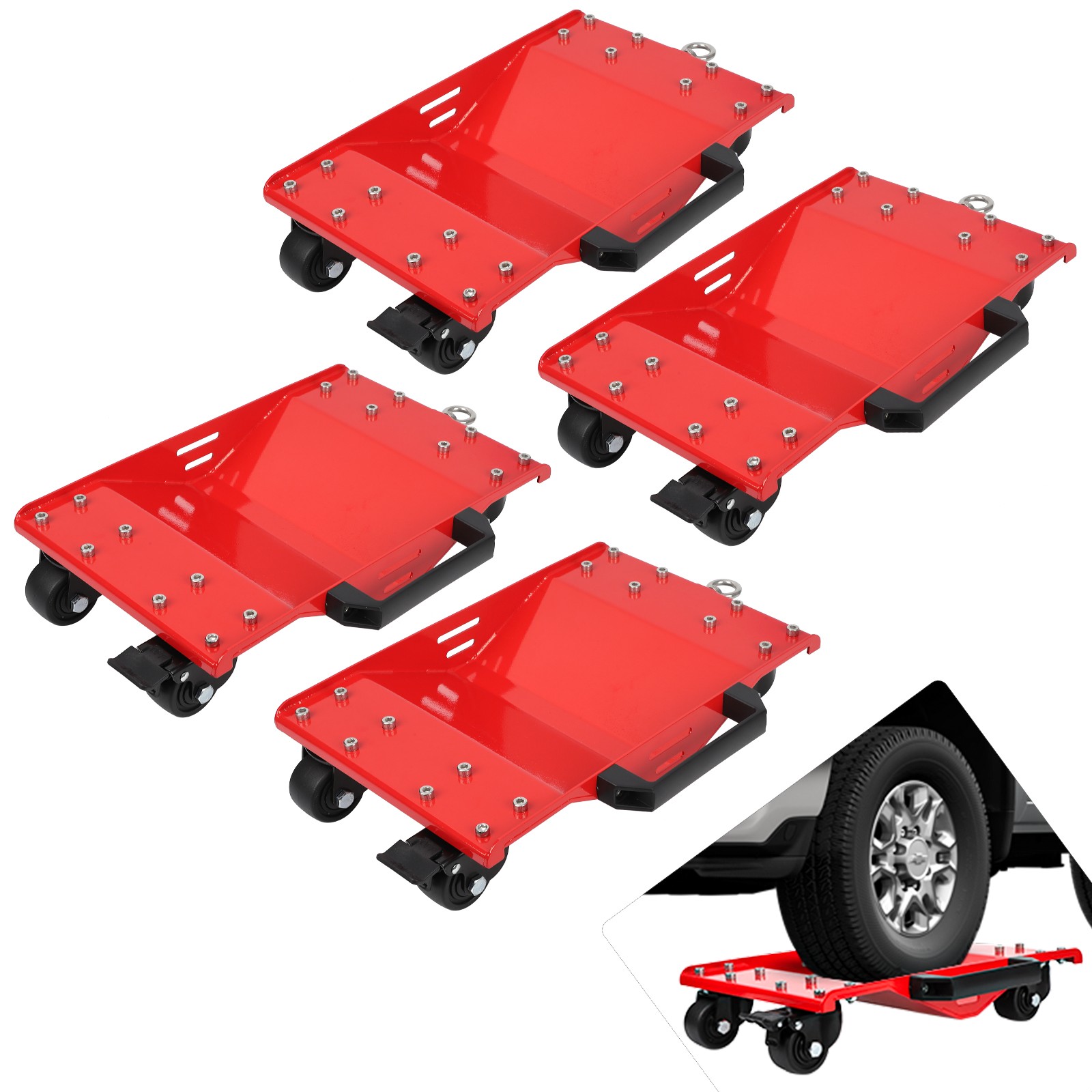 Heavy Duty Car Wheel Dolly Set 4 Pack 2000 Lbs Per Dolly Garage Vehicle Mover