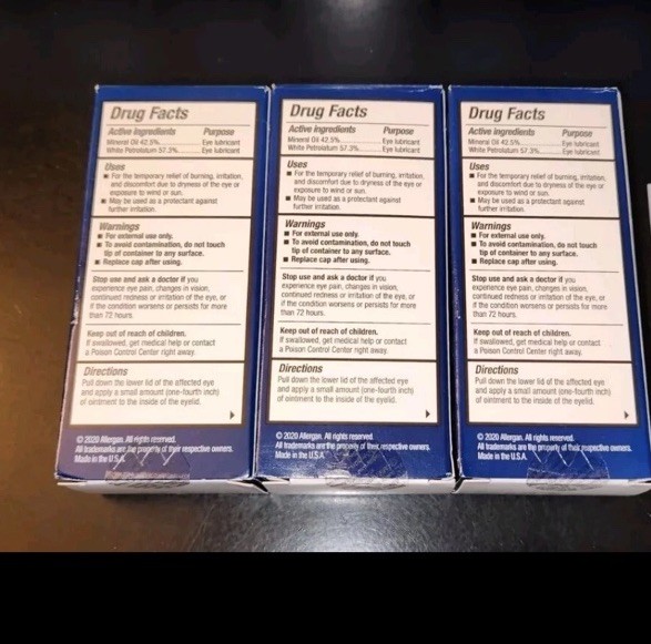 3 Lot REFRESH P.M. PM Preservative-Free Eye Ointment .12oz (3.5g) [Exp: 2027+]