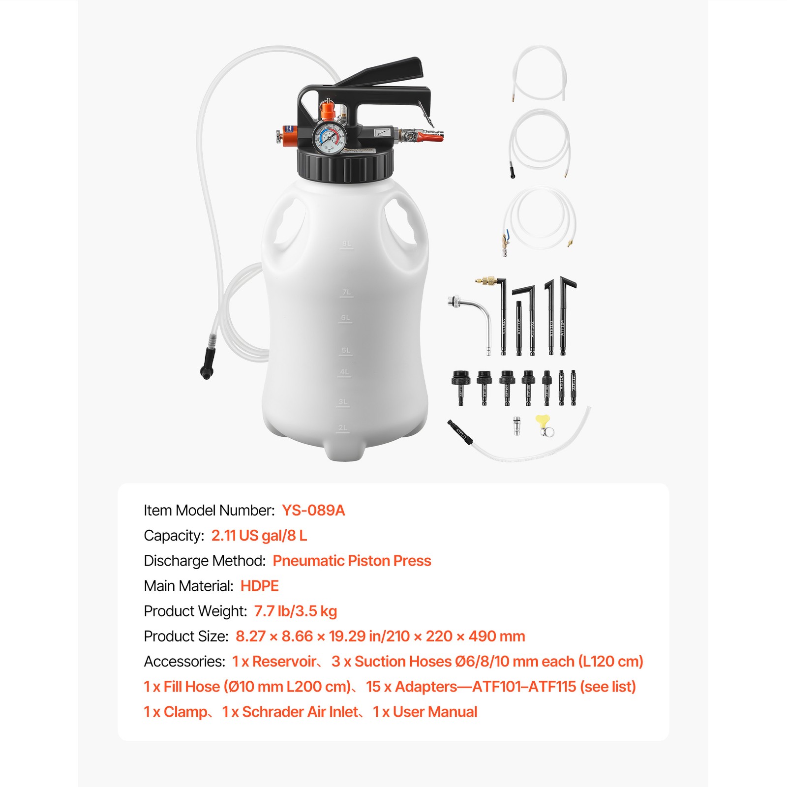 Uimoso Transmission Fluid Pump 2.11 Gal Dual-Function ATF Refill System