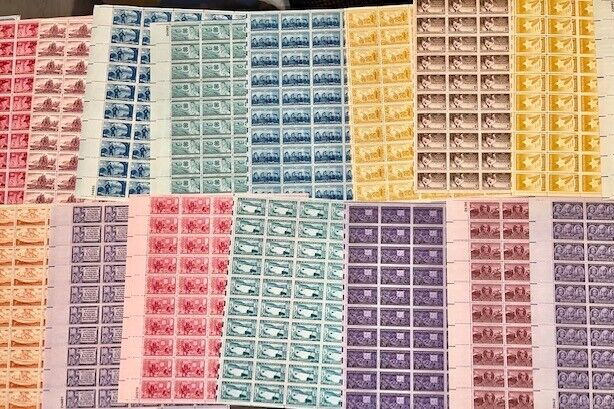 TEN MIXED ~ U.S. MINT SHEETS 1945-1958 Most 3₵ Sheets MNH F-XF - ORIGINAL Owner