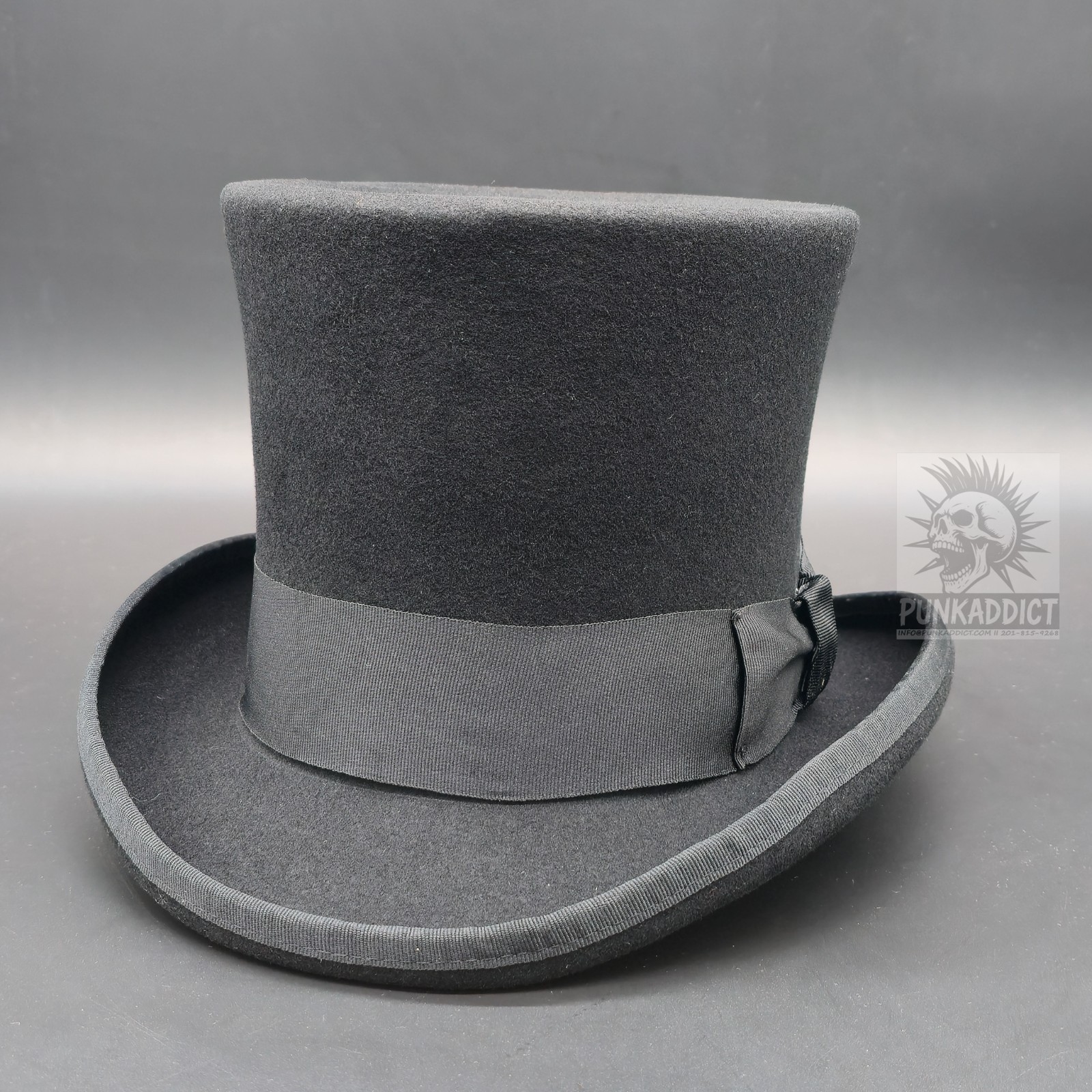 Gray Top Hat Wool Felt Victorian Slash Mad Hatter Steampunk Rock Star